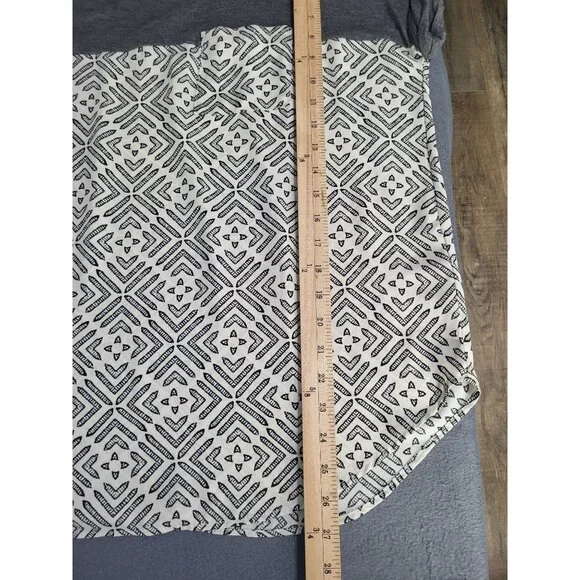 KNOX ROSE Women's SZ LG Short Sleeve Geometric Print Blouse Cream Gray - Picture 8 of 9